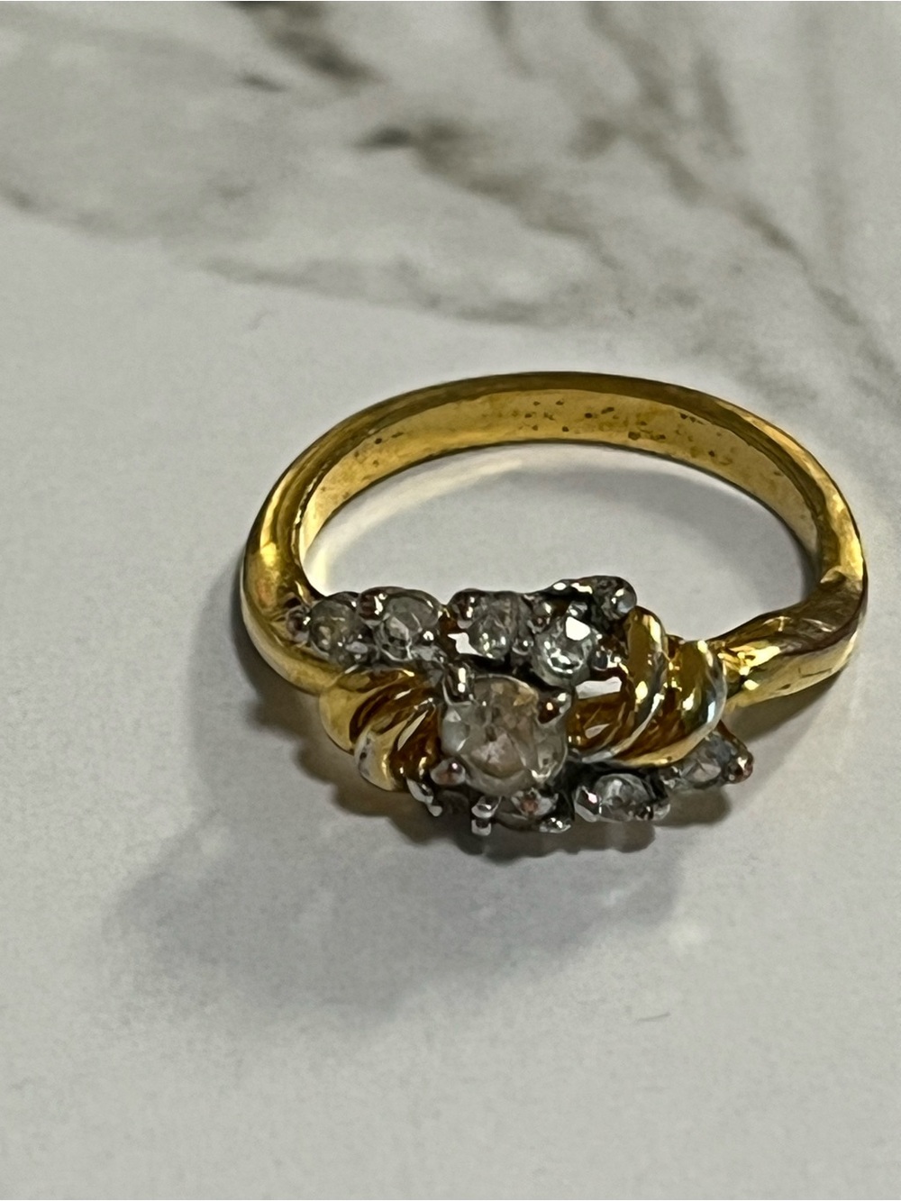 Classic Gold-Tone Ring with Clear Crystal Cluster